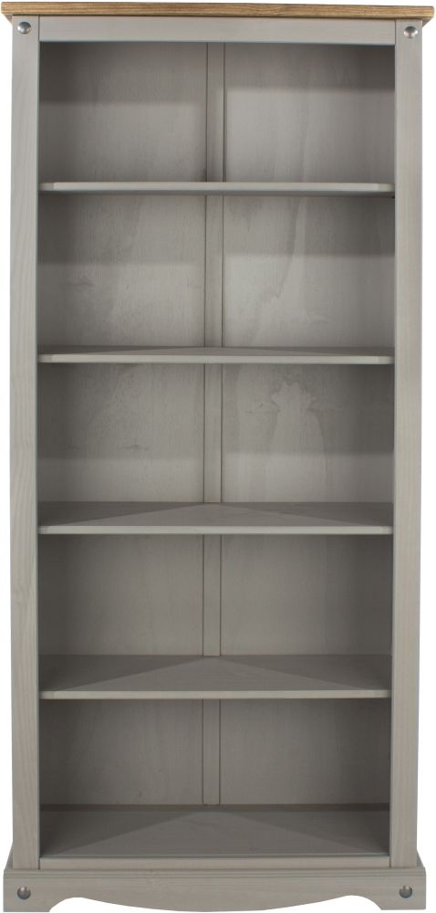 Product photograph of Corona Grey Mexican Pine Tall Bookcase from Choice Furniture Superstore.